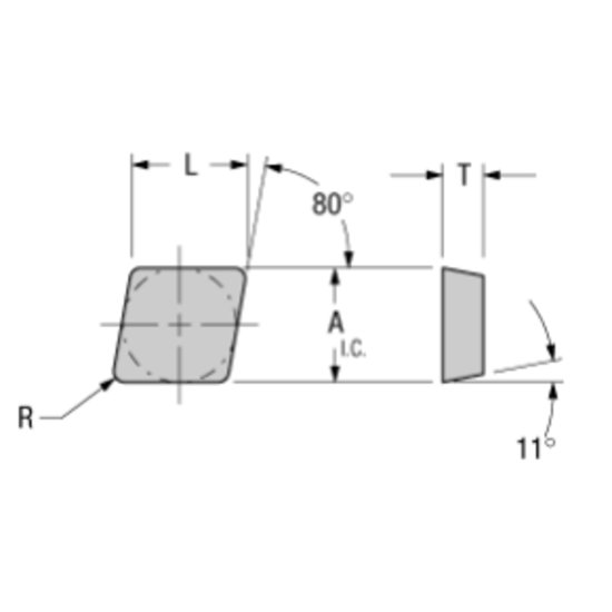 Picture of CPGN434 CC-60 Romay CPGN120416 CC-60 80.0° Positive Whisker Ceramic 0.0620 1.57mm Radius Roughing